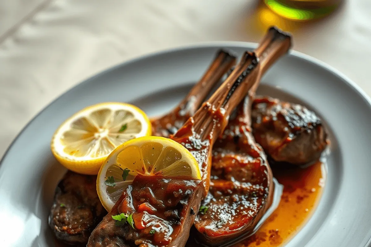 Chuletas de cordero a la parrilla con marinada de jengibre y chile, doradas y jugosas