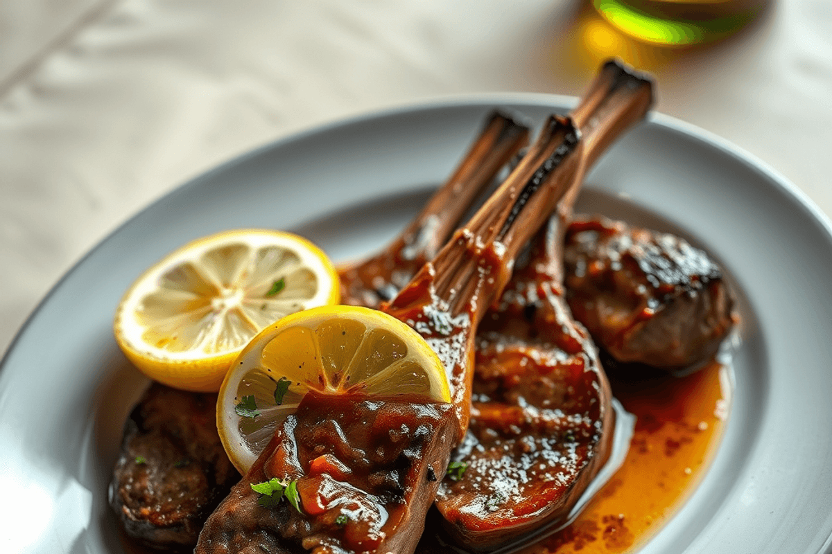 Chuletas de cordero a la parrilla con marinada de jengibre y chile, doradas y jugosas