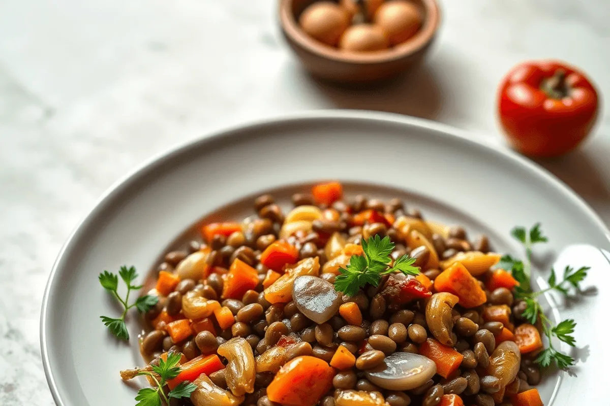 Lentejas estofadas con verduras