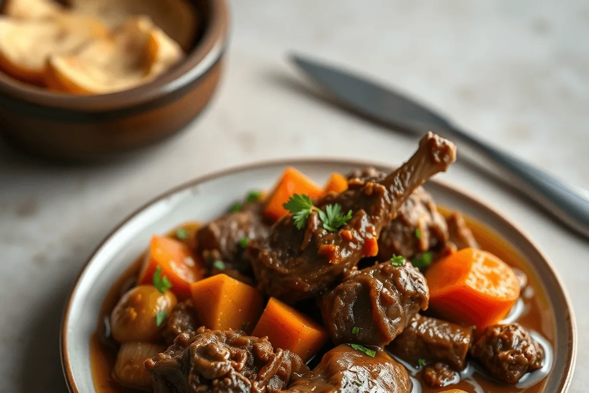 Cazuela de tagine de cordero con calabaza y albaricoques servida con cuscús